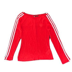 3 x$45 Adidas red long sleeve shirt.